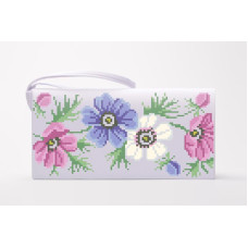 КЛ170пБ1301 Барвиста вишиванка Заготовка для вишивки - Клатч Анемони 21x13 см габардин, білий