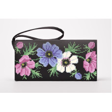 КЛ170шЧ1301k Барвиста вишиванка Набір для вишивки бісером - Клатч Анемони 21x13 см шовк, чорний