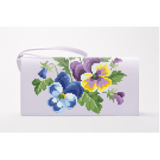 КЛ171лБ1301i Барвиста вишиванка Набір для вишивки друкованим хрестиком - Клатч Братки 21x13 см льон, білий