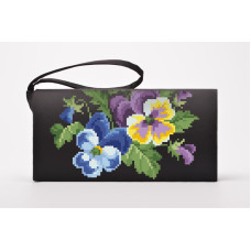 КЛ171шЧ1301k Барвиста вишиванка Набір для вишивки бісером - Клатч Братки 21x13 см шовк, чорний