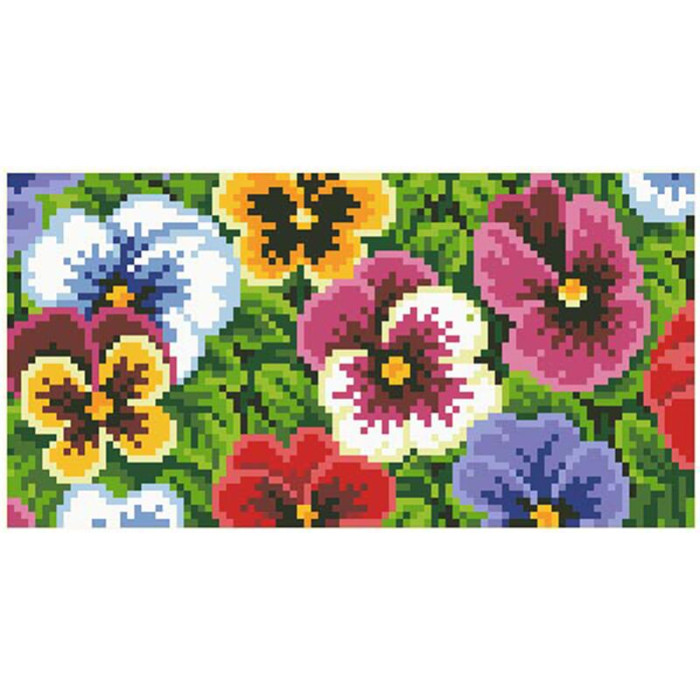 КЛ172дМ1301i Барвиста вишиванка Набір для вишивки друкованим хрестиком - Клатч Мальовничі братки 21x13 см домоткане полотно, бежевий