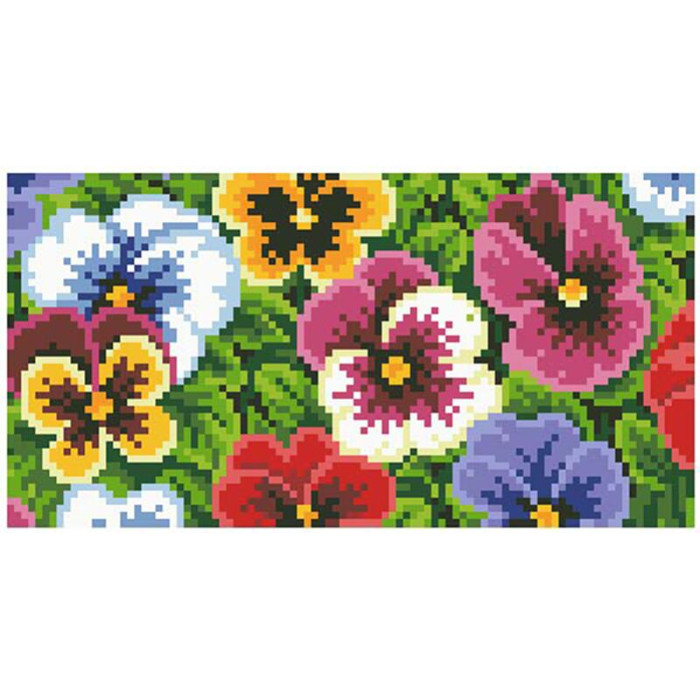 КЛ172лБ1301i Барвиста вишиванка Набір для вишивки друкованим хрестиком - Клатч Мальовничі братки 21x13 см льон, білий