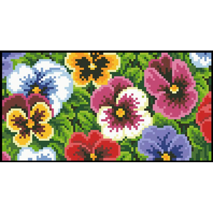 КЛ172шЧ1301i Барвиста вишиванка Набір для вишивки друкованим хрестиком - Клатч Мальовничі братки 21x13 см шовк, чорний