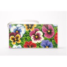 КЛ172шМ1301 Барвиста вишиванка Заготовка для вишивки - Клатч Мальовничі братки 21x13 см шовк, бежевий