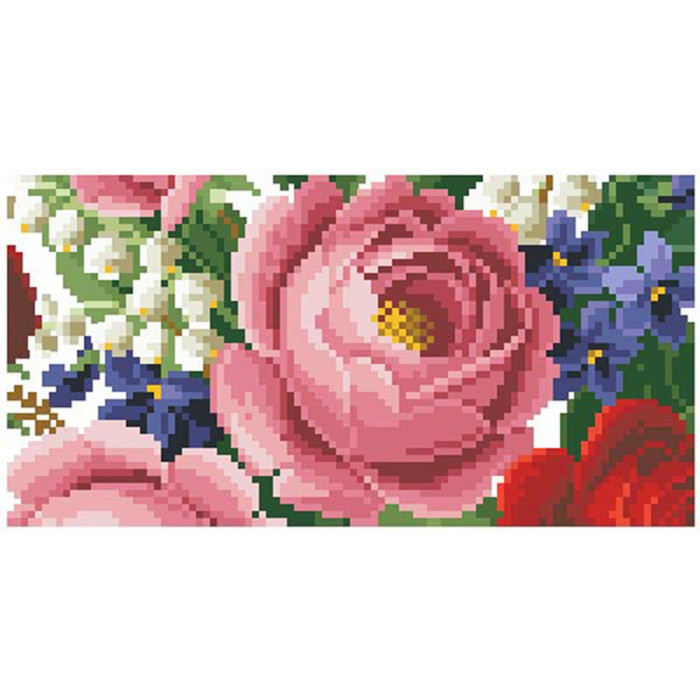 КЛ173дМ1301i Барвиста вишиванка Набір для вишивки друкованим хрестиком - Клатч Розкішні троянди, фіалки, конвалії 21x13 см домоткане полотно, бежевий