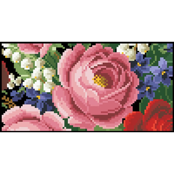 КЛ173шЧ1301 Барвиста вишиванка Заготовка для вишивки - Клатч Розкішні троянди, фіалки, конвалії 21x13 см шовк, чорний