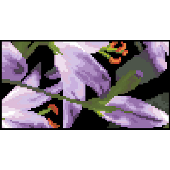 КЛ175кЧ1301i Барвиста вишиванка Набір для вишивки друкованим хрестиком - Клатч Місячні лілії 21x13 см атлас, чорний