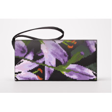 КЛ175лЧ1301k Барвиста вишиванка Набір для вишивки бісером - Клатч Місячні лілії 21x13 см льон, чорний