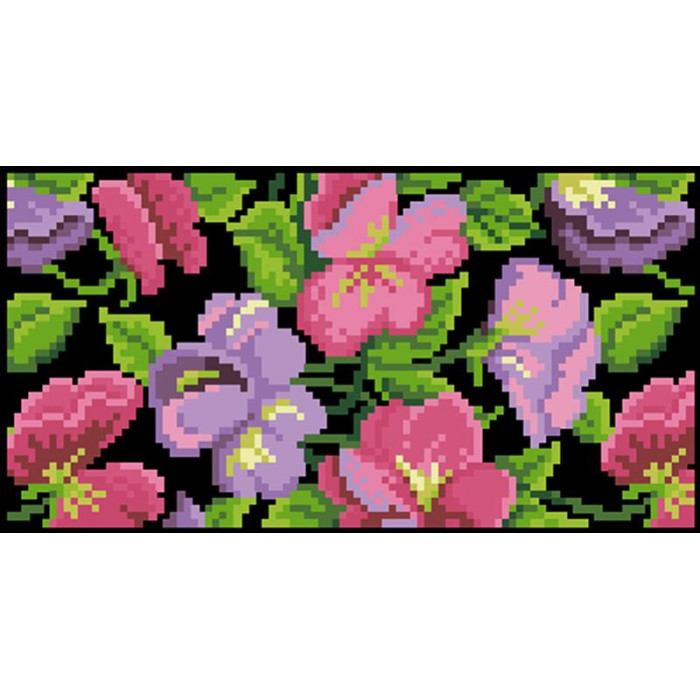 КЛ176кЧ1301k Барвиста вишиванка Набір для вишивки бісером - Клатч Фіалки 21x13 см атлас, чорний