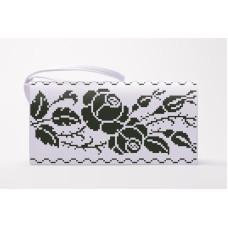 КЛ178кБ1301k Барвиста вишиванка Набір для вишивки бісером - Клатч Троянди. Орнамент 21x13 см атлас, білий