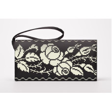 КЛ178лЧ1301k Барвиста вишиванка Набір для вишивки бісером - Клатч Троянди. Орнамент 21x13 см льон, чорний