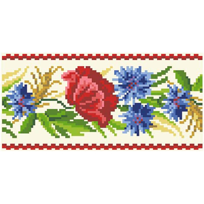 КЛ180лМ1301k Барвиста вишиванка Набір для вишивки бісером - Клатч Червоні маки, волошки, колоски 21x13 см льон, бежевий