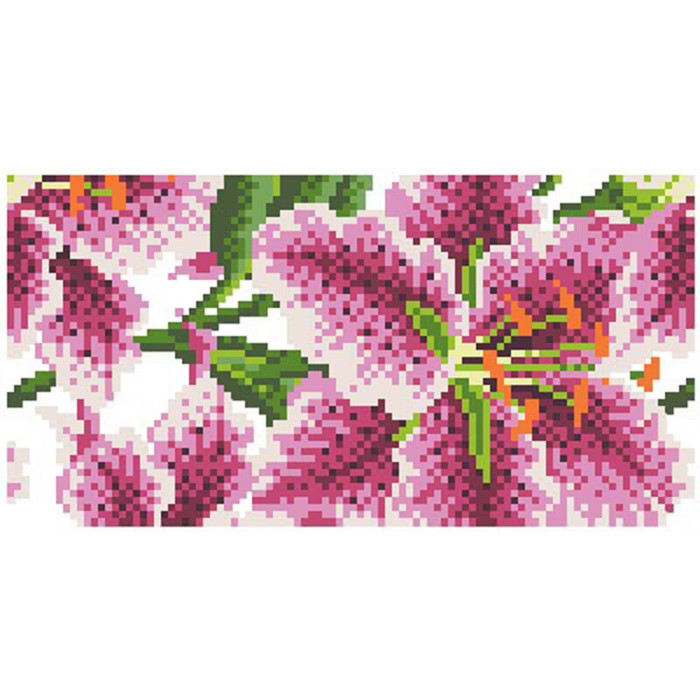 КЛ181кБ1301k Барвиста вишиванка Набір для вишивки бісером - Клатч Розкішні лілії 21x13 см атлас, білий