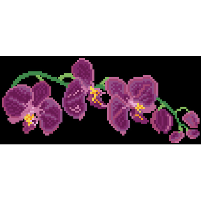 КЛ182лЧ1301i Барвиста вишиванка Набір для вишивки - Клатч Орхідеї кольору фуксії 21x13 см льон, чорний