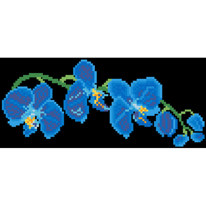 КЛ183шЧ1301i Барвиста вишиванка Набір для вишивки друкованим хрестиком - Клатч Сині орхідеї 21x13 см шовк, чорний