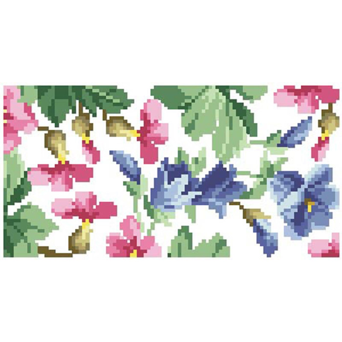 КЛ184дБ1301i Барвиста вишиванка Набір для вишивки друкованим хрестиком - Клатч Цвіт шипшини, дзвіночки 21x13 см домоткане полотно, білий