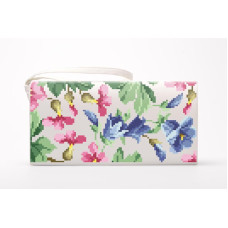 КЛ184лЧ1301k Барвиста вишиванка Набір для вишивки бісером - Клатч Цвіт шипшини, дзвіночки 21x13 см льон, бежевий