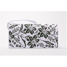 КЛ185лБ1301k Барвиста вишиванка Набір для вишивки бісером - Клатч Лілії. Орнамент 21x13 см льон, білий