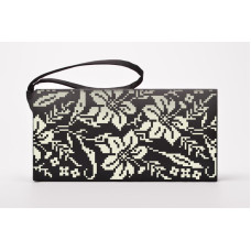 КЛ185лЧ1301k Барвиста вишиванка Набір для вишивки бісером - Клатч Лілії. Орнамент 21x13 см льон, чорний