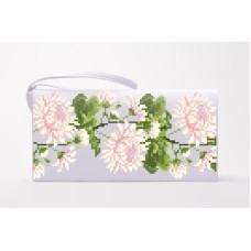 КЛ186хБ1301 Барвиста вишиванка Заготовка для вишивки - Клатч Ніжні хризантеми 21x13 см батист, білий