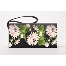 КЛ186хЧ1301 Барвиста вишиванка Заготовка для вишивки - Клатч Ніжні хризантеми 21x13 см батист, чорний