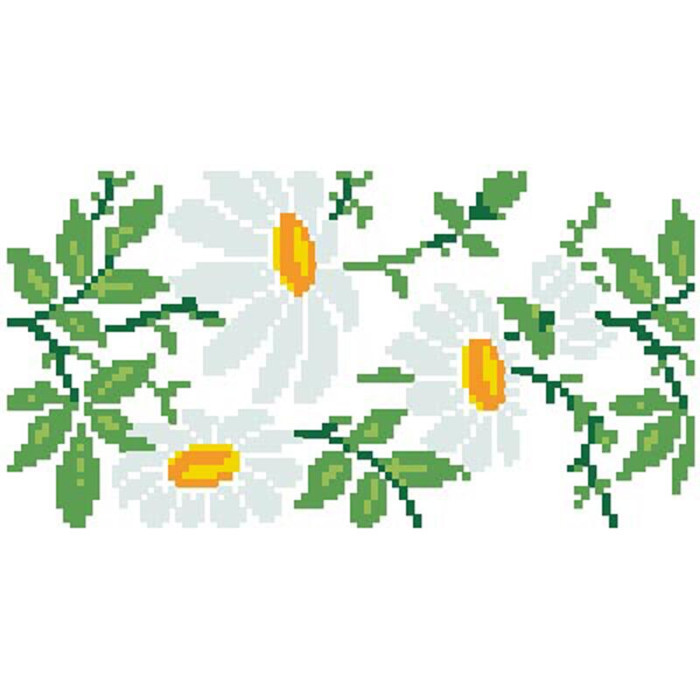 КЛ187лБ1301i Барвиста вишиванка Набір для вишивки друкованим хрестиком - Клатч Ромашки 21x13 см льон, білий