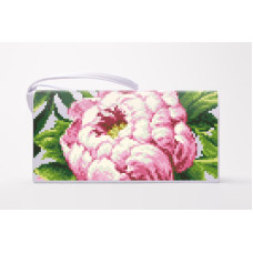 КЛ188пБ1301 Барвиста вишиванка Заготовка для вишивки - Клатч Пишні піони 21x13 см габардин, білий