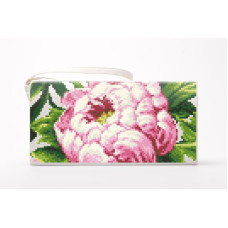 КЛ188шМ1301k Барвиста вишиванка Набір для вишивки бісером - Клатч Пишні піони 21x13 см шовк, бежевий