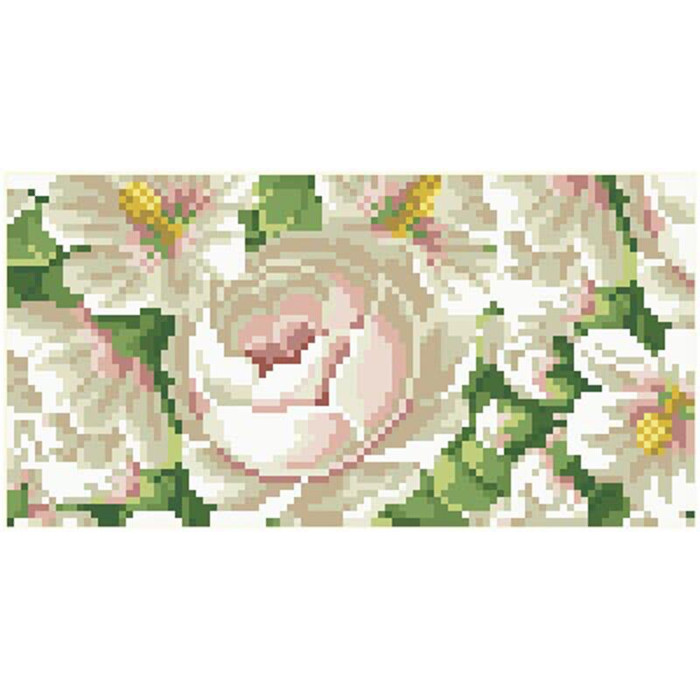 КЛ190кМ1301k Барвиста вишиванка Набір для вишивки бісером - Клатч Білі мальви і троянди 21x13 см атлас, бежевий