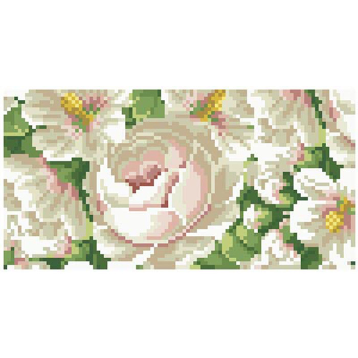 КЛ190пБ1301i Барвиста вишиванка Набір для вишивки друкованим хрестиком - Клатч Білі мальви і троянди 21x13 см габардин, білий