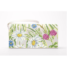 КЛ192лМ1301i Барвиста вишиванка Набір для вишивки друкованим хрестиком - Клатч Ромашки, волошки, дзвіночки 21x13 см льон, бежевий