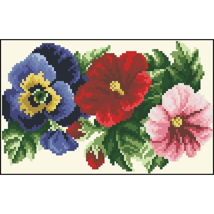 КЛ351шМ1301 Барвиста вишиванка Заготовка для вишивки - Клатч Мальви, троянди, братки 21x13 см шовк, бежевий