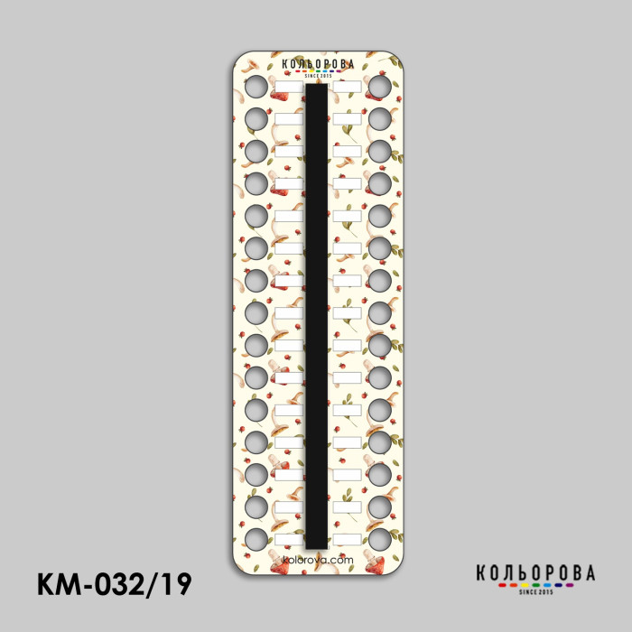 КМ-032/19 Кольорова - Органайзер для муліне з магнітною стрічкою на 30 кольорів Осінній малюнок 2, 28x9 см