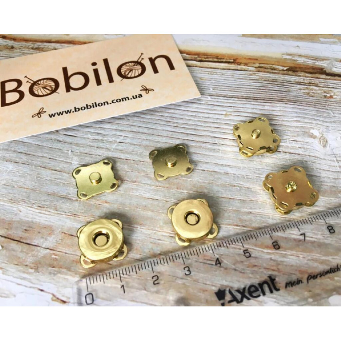 KM0005 Кнопки магнітні пришивні, золото, діаметр 14 мм Bobilon