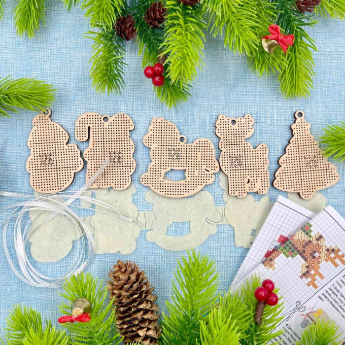 КНІ_міні_126 Virena Дерев'яні заготовки для вишивки бісером - Зустріч лісових друзів (5 іграшок)