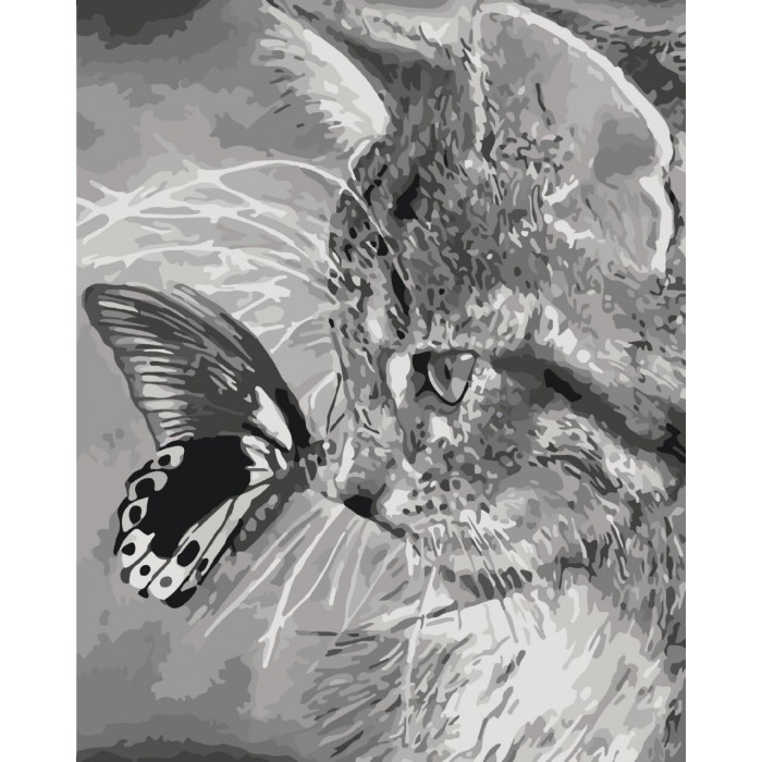 KHO2499 Кошеня і метелик. Ideyka. Картина за номерами (Ідейка КНО2499)