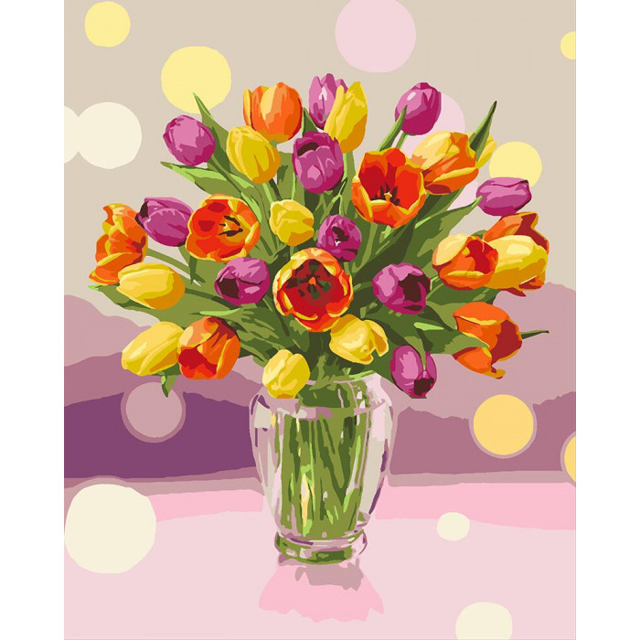 KHO3064 Сонячні тюльпани. Ideyka. Картина за номерами (Ідейка КНО3064)