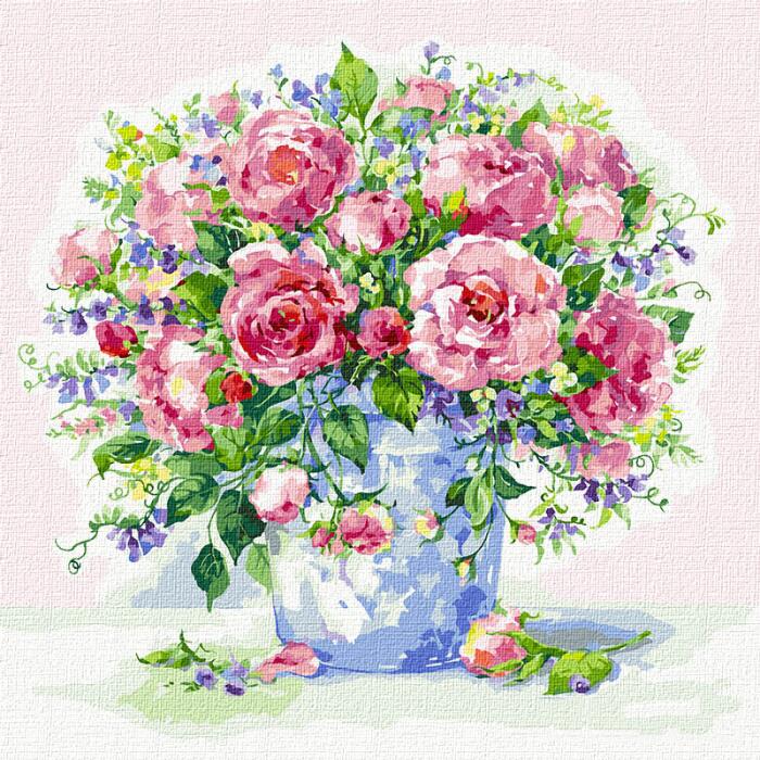 KHO3131 Рожеві троянди. Ideyka. Картина за номерами (Ідейка КНО3131)