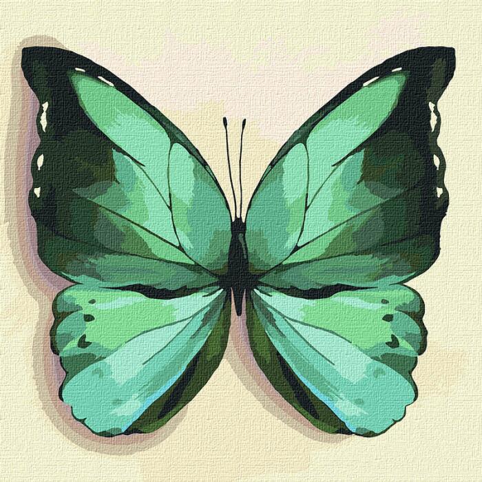 KHO4208 Зелений метелик. Ideyka. Картина за номерами (Ідейка КНО4208)