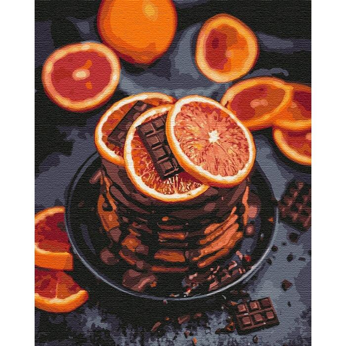 KHO5593 Апельсиново-шоколадна насолода. Ideyka. Картина за номерами (Ідейка КНО5593)