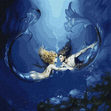 KHO9526 Підводне кохання з фарбами металiк. Ideyka. Картина за номерами (Ідейка КНО9526)