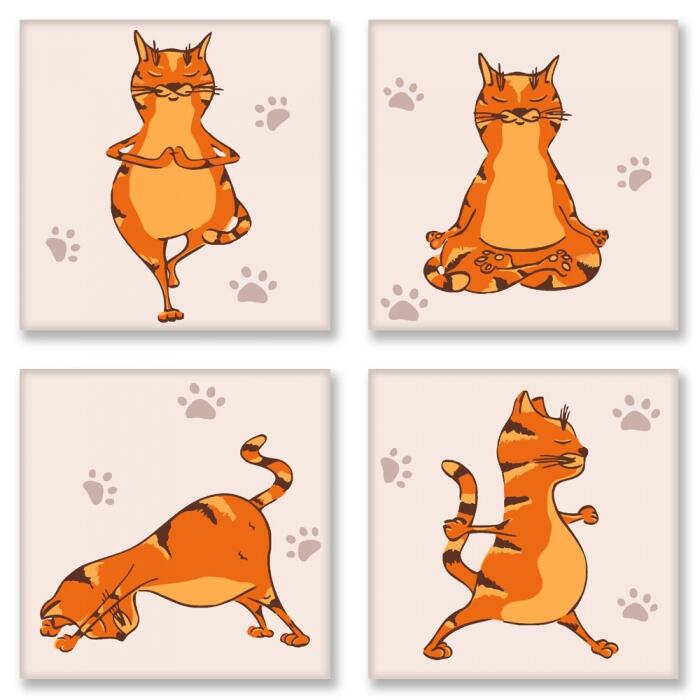 KNP010 Поліптих Yoga-cat. Ideyka. Картина за номерами за номерами (Ідейка)
