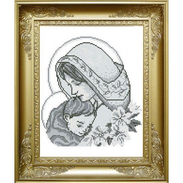 КРМ-054 Мадонна і немовля (чорно-біла). Княгиня Ольга. Схема на тканині для вишивання бісером