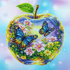 КВ_3020 Virena Заготовка для вишивки бісером - Метелики в скляному яблуці 29,5x29,5см (габардин)