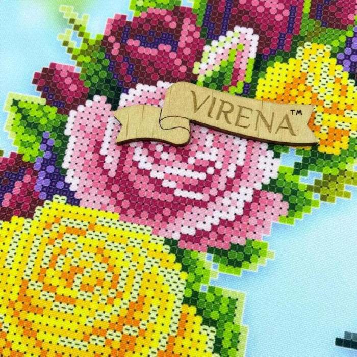 КВ_3024 Virena Заготовка для вишивки бісером - Вінок з пташкою 29,5x29,5см (габардин)