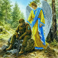 КВ_3026 Virena Заготовка для вишивки бісером - Ангел охоронець військових 29,5х29,5 см (схема на габардині)