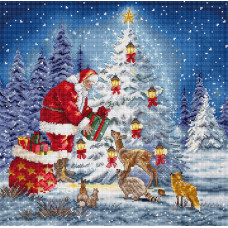 L8200 Санта. Santa, 29х29 см. Letistitch. Набір для вишивки хрестиком на Aida 16