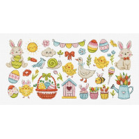 L9980 Letistitch Набір для вишивки рахунковим хрестиком - Easter Sampler 40x19 см, Aida 16