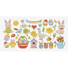 L9980 Letistitch Набір для вишивки рахунковим хрестиком - Easter Sampler 40x19 см, Aida 16