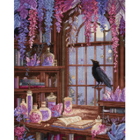 L9987 Luca-S Набір для вишивки рахунковим хрестиком - Raven’s Library 23x29 см, Aida 16
